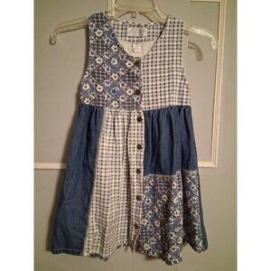 VTG Lord & Taylor Young People’s Shop Girl’s Patchwork Blue White Dress Sz 6X